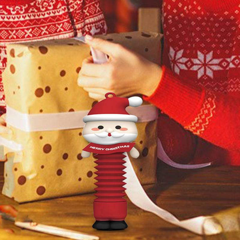 Santa Claus Pop Tubes Funny Santa Claus Pop Out Stretchable Tubes Fidget Toy Stress Relief Party Favors School Reward Gifts