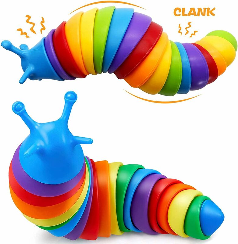 Mainan Fidget Slug untuk anak-anak 18cm 3D Slug sensor berwarna-warni mengurangi menyenangkan mainan dekompresi kreatif putaran ulat mainan Fidget