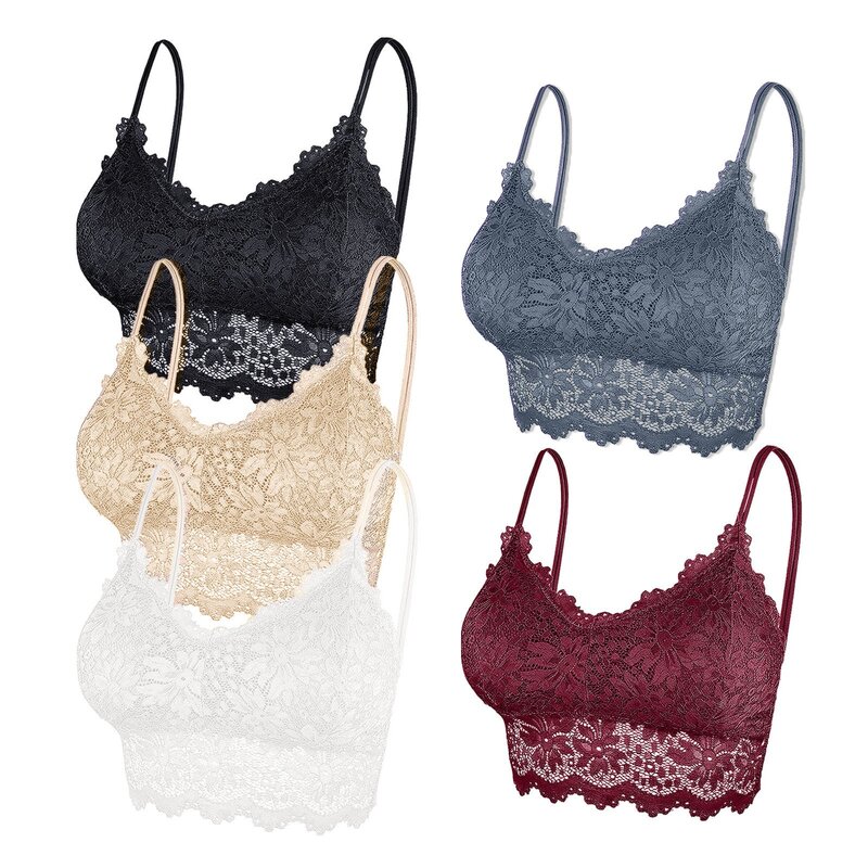 5 Pieces Sexy Bras Women Floral Lace Push Up Adjustable Intimate Brassieres Comfortable Breathable Underwear Bralette Lingerie