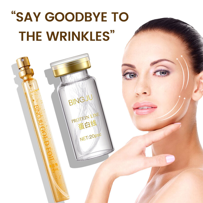 High Quality Protein Line Face Lifting Moisturizing Whitening Skin Care Serum Gold Foil Essence Absorbable Collagen Thread