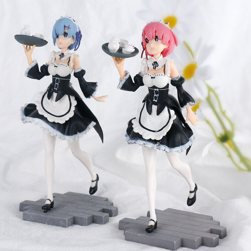 17cm Anime Re: leben in EINE Andere Welt Von Null Ram Rem Schürze Maid Kleid Up Figur Puppe PVC Sammlung Modell Spielzeug geschenk