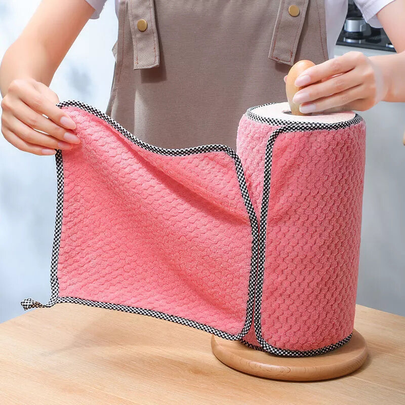 1 Piece Kitchen Daily Dish Towel Thick Dish Cloth Rag Useful Absorbent Scouring Pad Non-Stick Oil Quick Cleaning Random