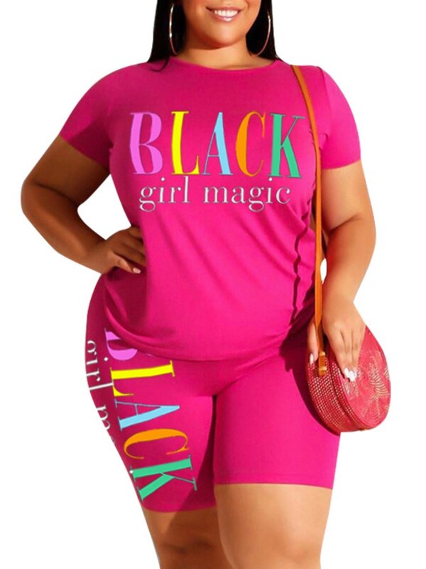 Женский спортивный костюм из двух предметов, футболка с коротким рукавом и шорты с буквенным принтом