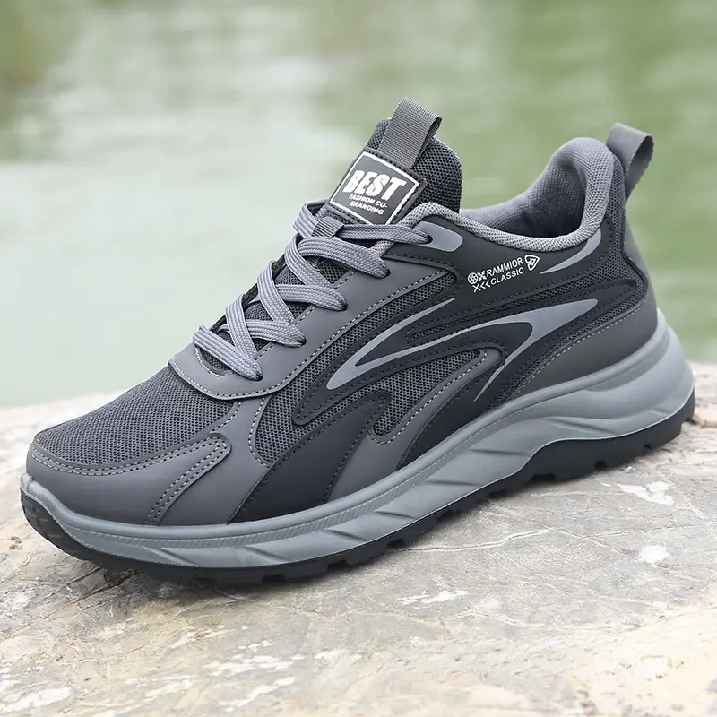 Tênis respiráveis para homens, Sapatos de plataforma confortáveis, Outdoor Lace Up Running Shoes, Resistente ao desgaste