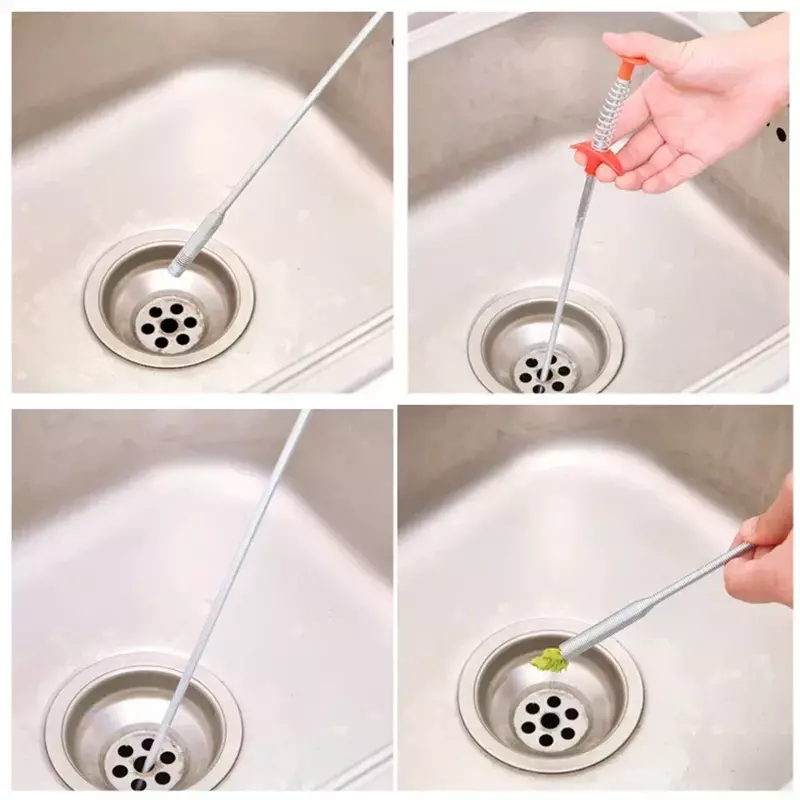 60cm Bendable Drain Clog Dredge Tools Water Sink Cleaning Hook Sewer Dredging Spring Pipe Hair Remover Bathroom Hair Cleaner