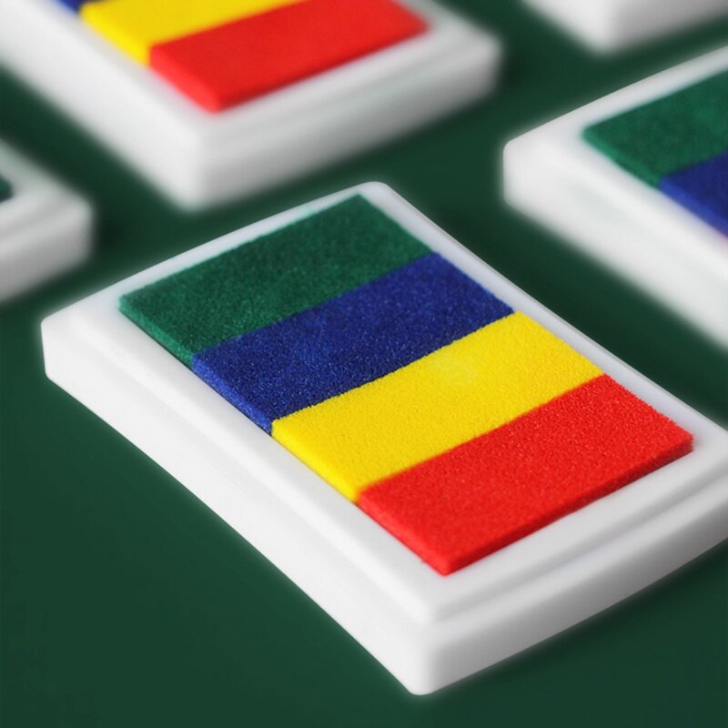 หมึกแสตมป์แผ่นพิมพ์ลายนิ้วมือหัตถกรรมแสตมป์แผ่นล้างแผ่นหมึก Rainbow DIY Multicolor CRAFT STAMP Pad PARTY Supplies Dropship