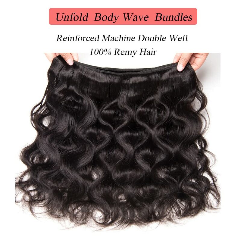 Body Wave Bundles Human Hair with 13x4 HD Lace Frontal 100% Unprcessed Remy Hair Bundles Brazilian Weave 3 Bundles With Closure