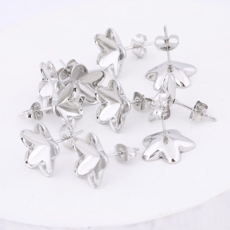 10pcs Stainless Steel Flower Shape Post Earring Bezel Setting Blanks For Crystal Stones Diy Ear Studs For Jewelry Making