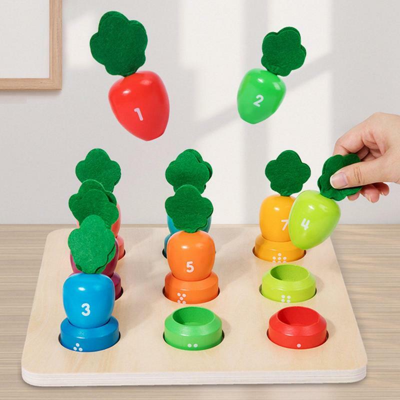 Drewniana zabawka do liczenia marchewki wczesna edukacja zabawka matematyczna zabawki edukacyjne przedszkolnych dla wczesnej edukacji w klasie rodzic-dziecko