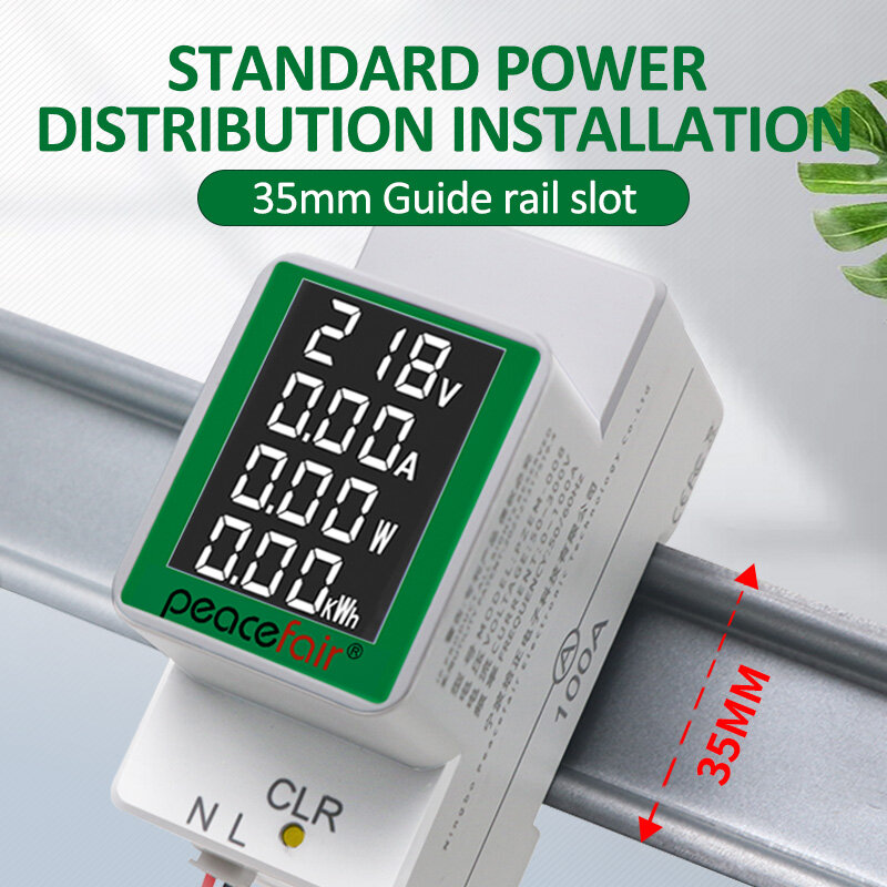 Digital Power Energy Meter, eletricidade do trilho Din, wattímetro, monitor, amperímetro, voltímetro, AC 50-300V, 100A, PZEM-008