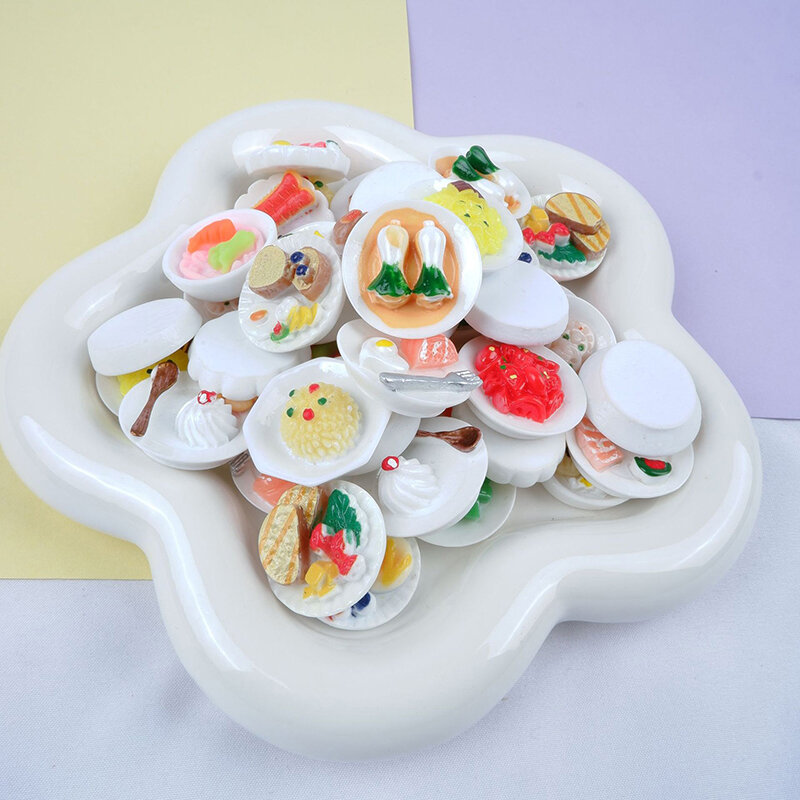 1PC Dollhouse Accessories Mini Dim Sum Platter DIY Miniature Landscape Fairy Garden Decor Pretend Food Ornaments