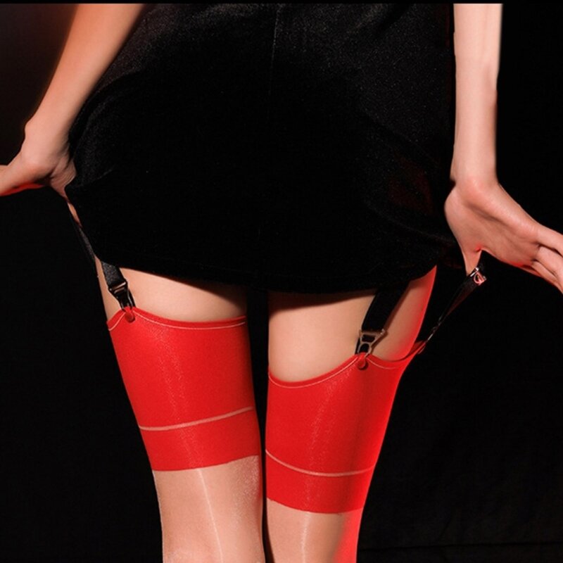 Cinto liga malha pura sexy cintura ver através do cinto suspensão com 4 alças ajustáveis ​​e clipe para meias