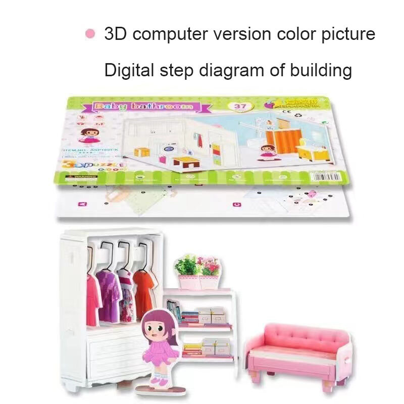 Congme 3D Ghép Đồ Chơi Dành Cho Trẻ Em 3D Giấy Xếp Hình Phòng Ngủ Livingroom Nhà Trẻ Em Đầu Giáo Dục Đồ Chơi Học Tập Quà Tặng