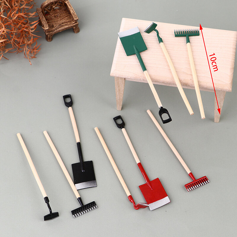 3 шт., масштаб 1:12, миниатюрная Лопата для кукольного домика, вилка и лопатка, сельскохозяйственные инструменты, мебель, игрушки