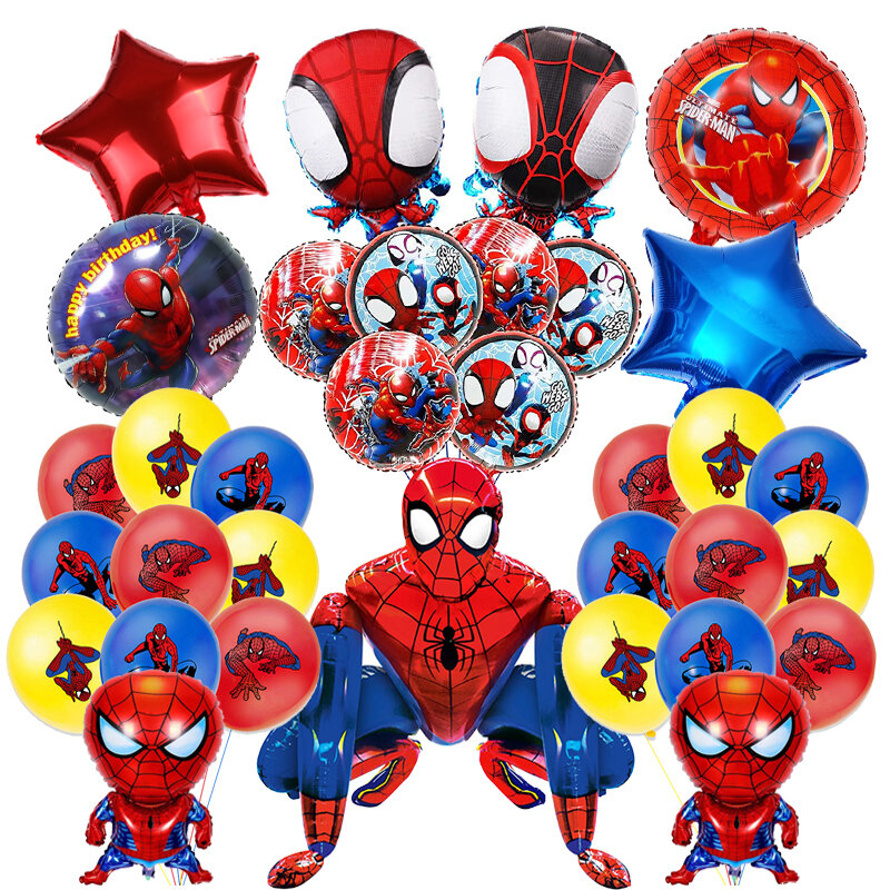 วันเกิดตกแต่งการ์ตูน Spider Man Super Hero Disposable Tableware แผ่นกระดาษถ้วยเด็กโปรดปรานชุดบอลลูน Baby Shower Party