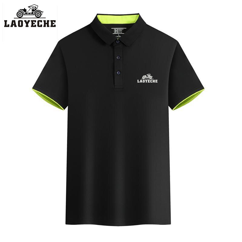 Laoyeche-Polo bordado de manga corta para hombre, camiseta transpirable de alta calidad, informal de negocios, novedad de verano