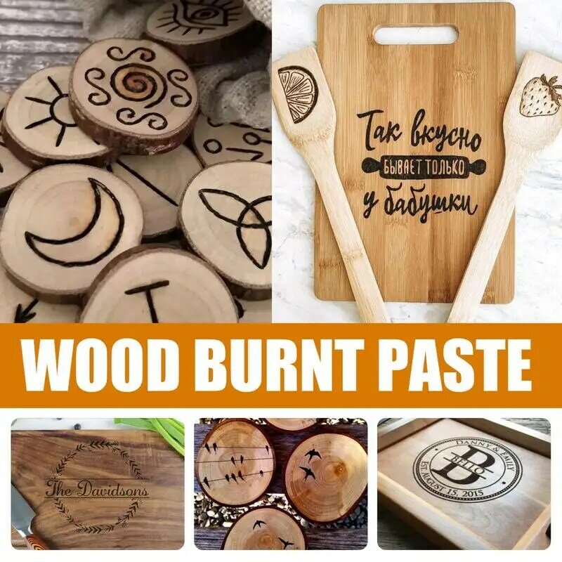 Pâte brûlante pour papier et cuir, crème à bois, artisanat du bois, facile à appliquer, accessoires de pyrogravure bricolage, gril à bois, camping