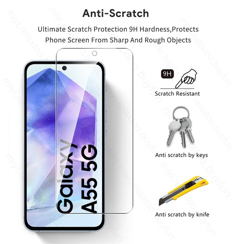 4 In 1 Tempered Glass Screen Protectors For Samsung Galaxy A55 A35 A25 5G A15 A05s A05 4G 2024 Camera Glass Samsun A 55 35 25 15