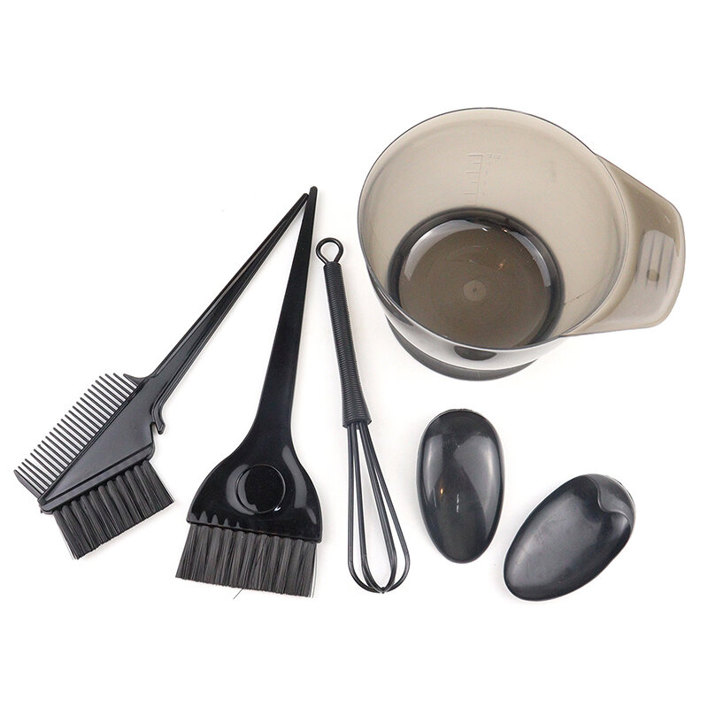 6Pcs/Set Black Perm Hair Colour Kit Bake Oil Treatment BowlMixer Hair Colour Brush Hairdressing Tools Pro Dye Highlighting Set