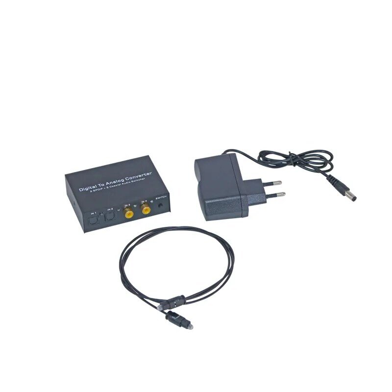 Fibra Digital dupla para analógico, 3,5 buracos decodificador de áudio, pode ser comutado com 2A fonte de alimentação, novo