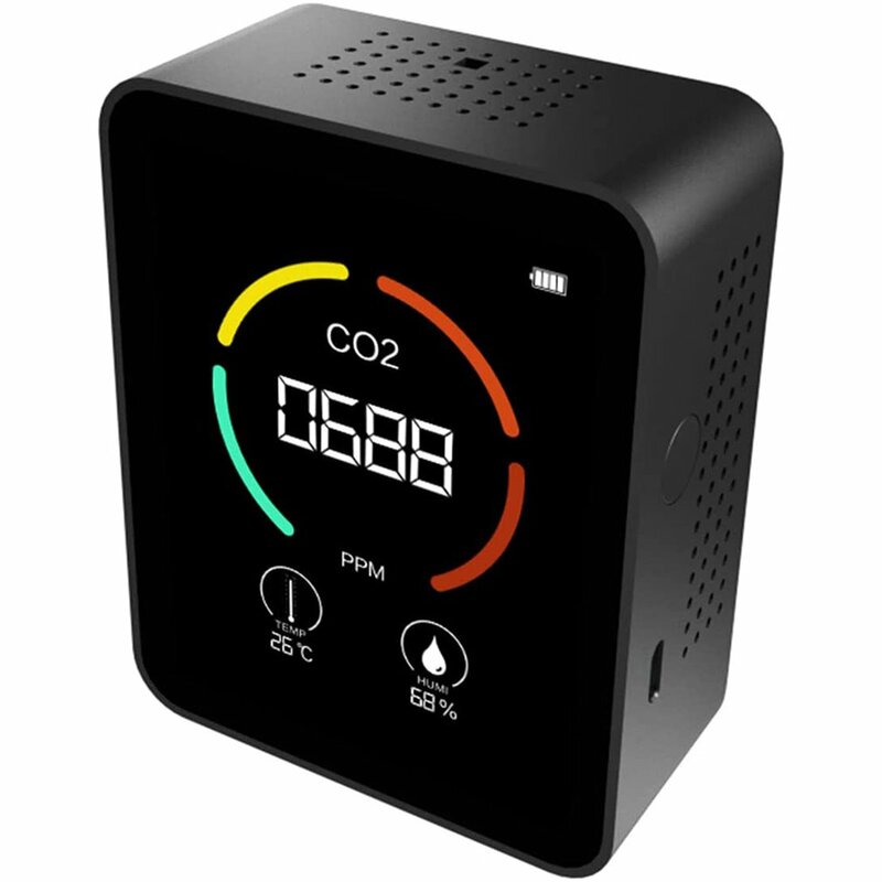 Qualidade do Ar Dióxido De Carbono Monitores com Sensor De Temperatura, Instrumento De Poluição Combinada, 3 em 1, Higrômetro