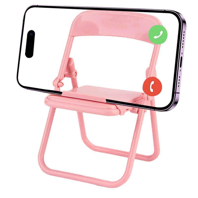 มินิเก้าอี้โทรศัพท์มือถือยืนแบบพกพาสีสันน่ารักปรับได้พับได้เก้าอี้วางโทรศัพท์ขี้เกียจสำหรับ iPad โทรศัพท์มือถือ