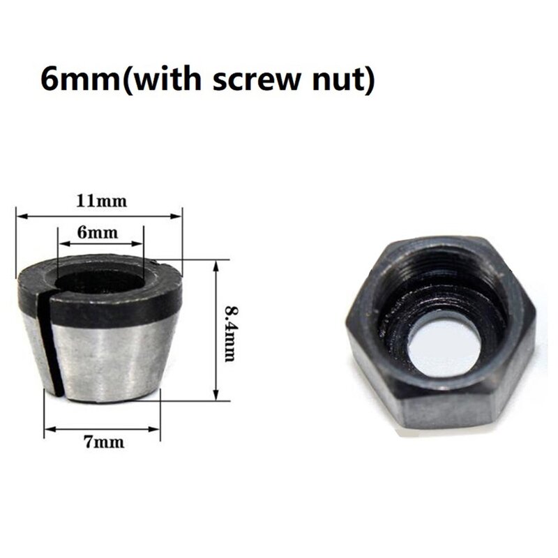6mm/6.35mm/8mm Trimming Machine Chuck Fittings Conversion Sleeve For Trimming Machine Chuck Adapters With Nuts