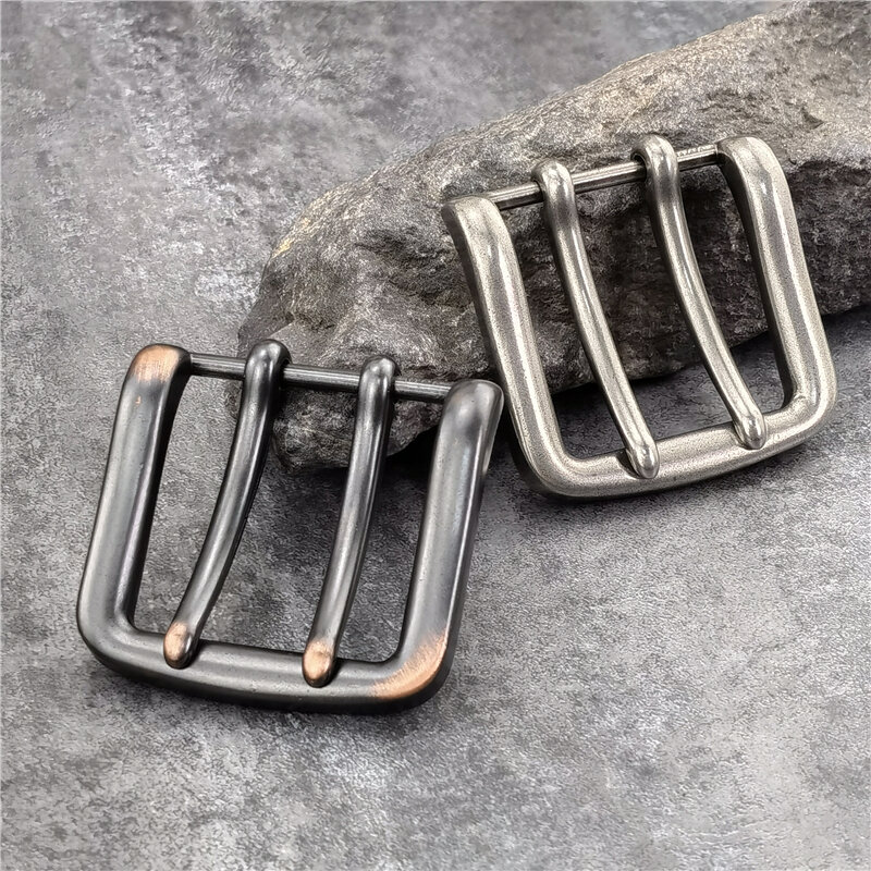 Hebilla de cinturón de Metal de doble Pin para hombre, pieza de artesanía de cuero de calidad, hebilla de cinturón de vaquero occidental, 1 pieza, 40MM, AK0049