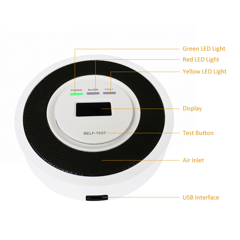 Detector de alarma contra incendios, pantalla Digital sensible a 85dB, LPG, metano, Gas Natural, fugas alimentadas por batería para la seguridad de la cocina del hogar