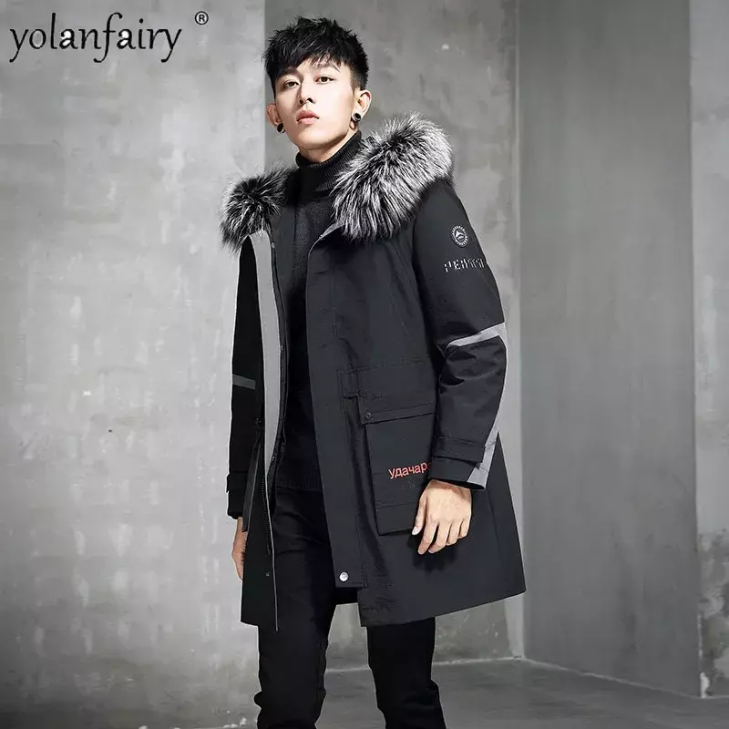 Parker Men's Real Fur Coat Detachable Rabbit Fur Inner Fox Fur Collar Winter Coat Men Clothing 2023 New in Outwears Casacas FCY