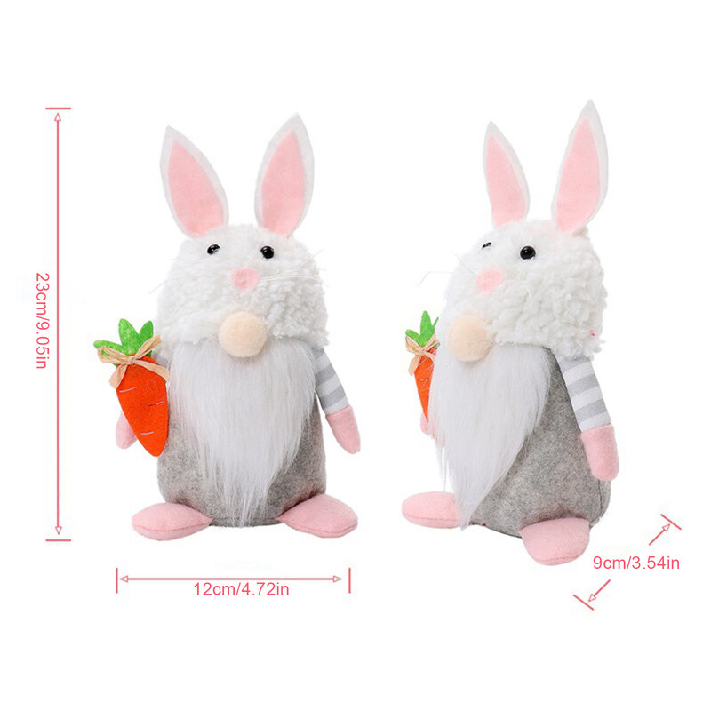 Adornos de muñeca enana de felpa de conejo, flor de zanahoria de Pascua, Festival de fiesta de Pascua, decoración del hogar DIY