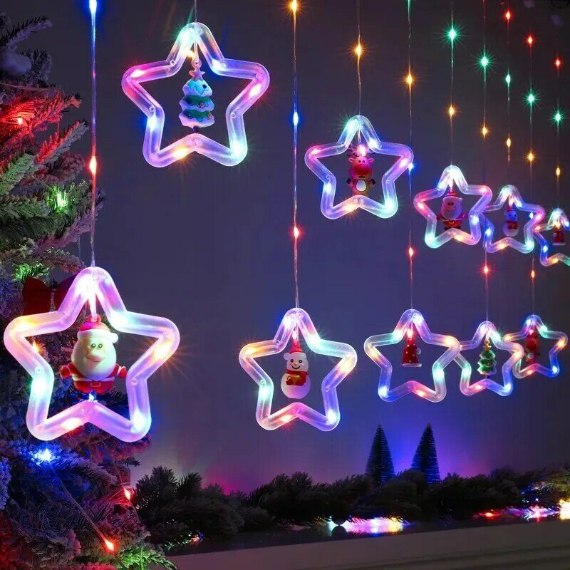 Рождественская гирлянда с 10 светодиодами, Декоративная гирлянда для окон с Санта-Клаусом, рождественский подарок, рождественское и Новогоднее украшение для дома