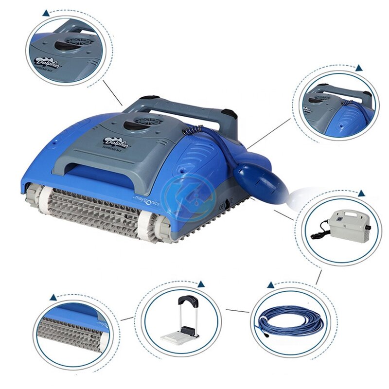 Dolphin Robotic Pool Cleaner with Power Dual Scrubbing Brush and Multiple Filter Cleaning
