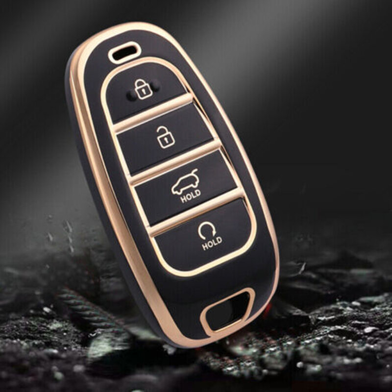 TPU Car Key Case Bag Cover Shell For HYUNDAI Kona Santa Fe Venue 4 Button Remote Smart Key Fob Case Cover Protector