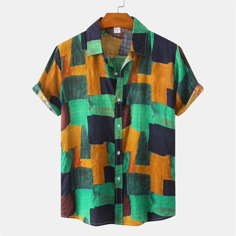 Camisas listradas de grandes dimensões masculinas, Roupas de grife, Camisas de praia, Hawaiian, Harajuku Street, Travel, Hawaii, Verão, 2024
