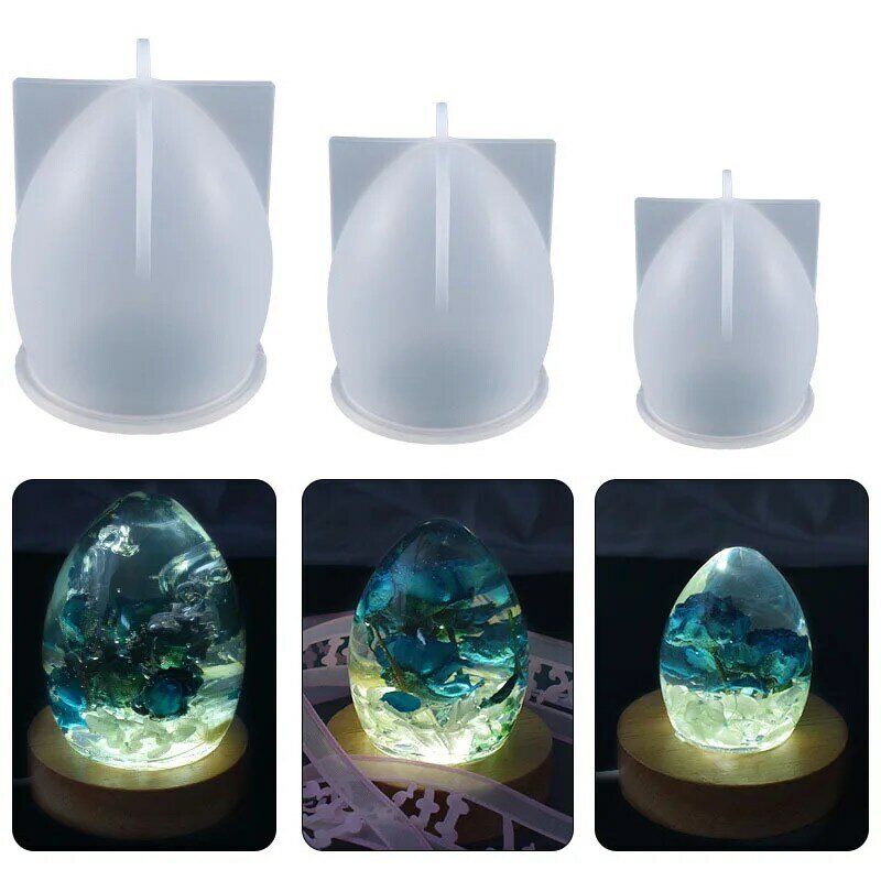 Cetakan Resin epoksi kristal beberapa ukuran DIY bola telur Oval berbentuk lampu malam cetakan dekorasi perhiasan cetakan