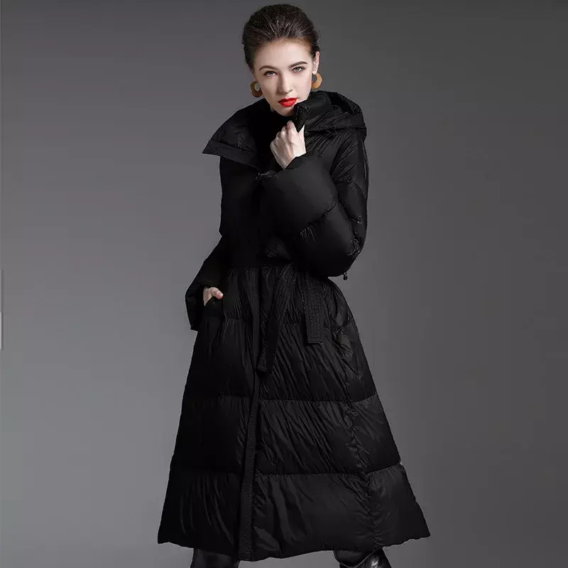 2022 New Winter Women Long Duck Puffer Hoodies Windproof Coats Fashion Casual Ladies Ski Coats