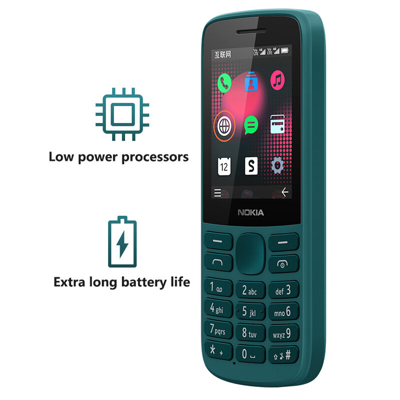 Nokia 215 4G telefone celular, novo e original, multilingue, dual sim cards, 2,4 polegadas, rádio fm, 1150mAh, botão