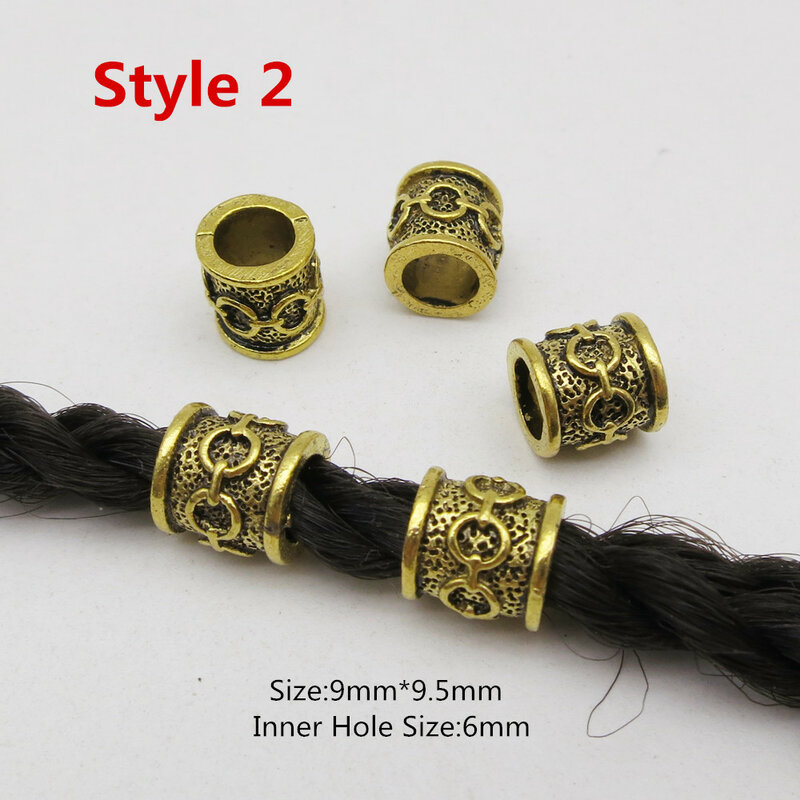5pcs Metal different styles viking hair braid dread beard dreadlock beads rings tube for women men accessories