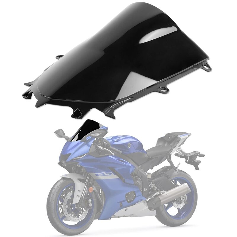 Tela do pára-brisa dianteiro da motocicleta, acessórios para pára-brisas, apto para Yamaha YZF R6 YZFR6 2017-2021 e R7 2021 2022 2023