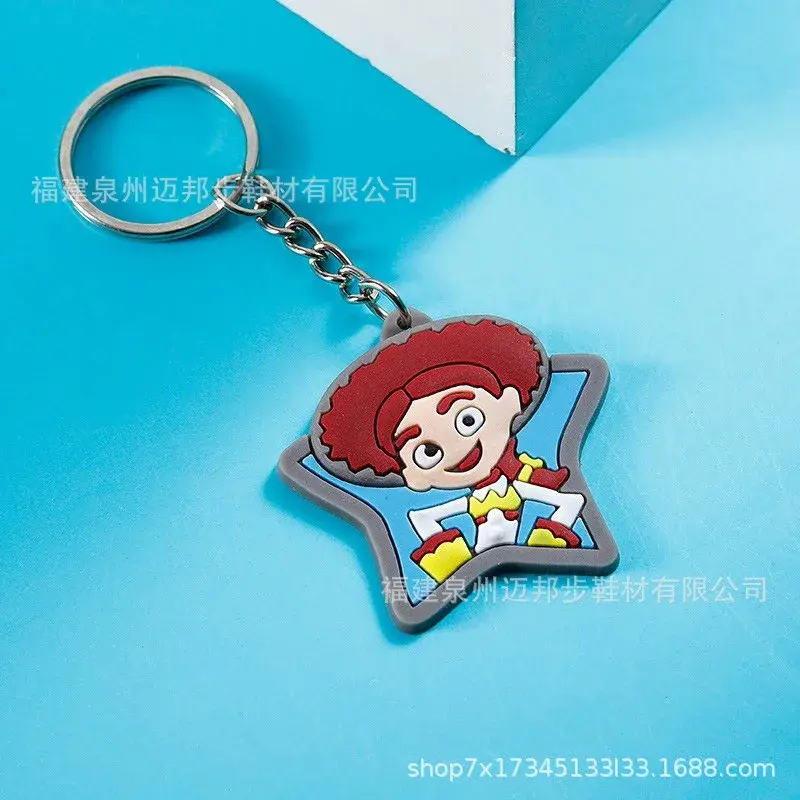 Disney Pixar Car Lightning McQueen Mater Jackson Glass Cabochon Keychain Bag Car Key Chain Ring Holder Charms Key Chains Gift