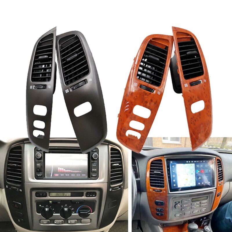 Montaje de marco de ventilación de aire para salpicadero de coche, grano de madera, para Toyota Land Cruiser 100, LC100, Ujz100, FJ100, 1997-2007