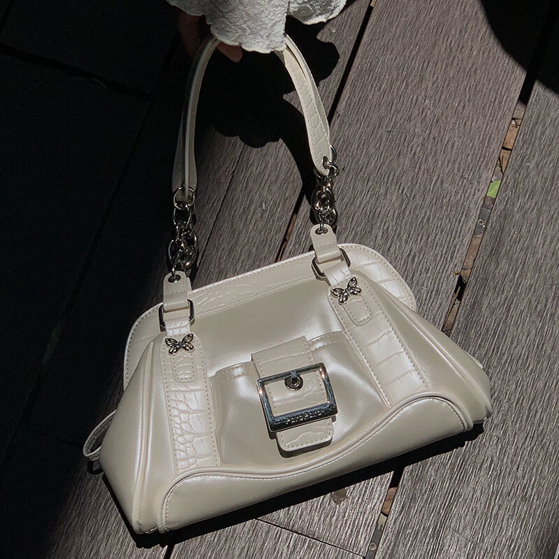 Haex กระเป๋าถือผู้หญิงหรูหรา, กระเป๋าถือแฟชั่น2024ดีไซน์ใหม่ Y2K กระเป๋าสะพายไหล่ใต้วงแขนหนัง PU