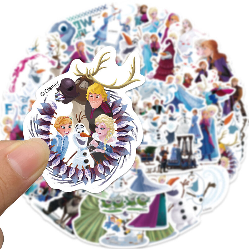 Disney-Frozen Anime Stickers Pack para crianças, Anna, Elsa, filme, adesivos, decalque, skate, laptop, motocicleta, fofo, kawaii, desenhos animados, brinquedo, 50pcs