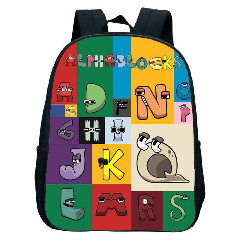 알파벳 로어 프린트 어린이 배낭 작은 책가방, 방수 배낭 재미있는 편지 유치원 학교 가방, 남아 여아