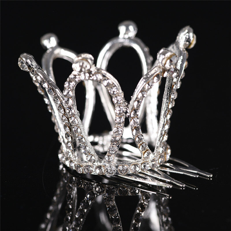 Mini corona de diamantes de imitación de plata de aleación de moda, Tiara nupcial, lindo peine para el cabello, Pin para dama, fiesta de boda, desfile, graduación, 1PC