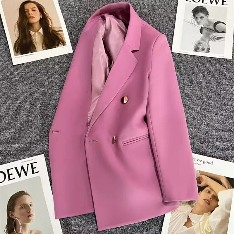 Wiosenne jesienne damskie blezery 2024 nowe koreańskie Casual garnitur w jednolitym kolorze damskie kurtka moda marynarka biurowa damskie płaszcze odzież wierzchnia