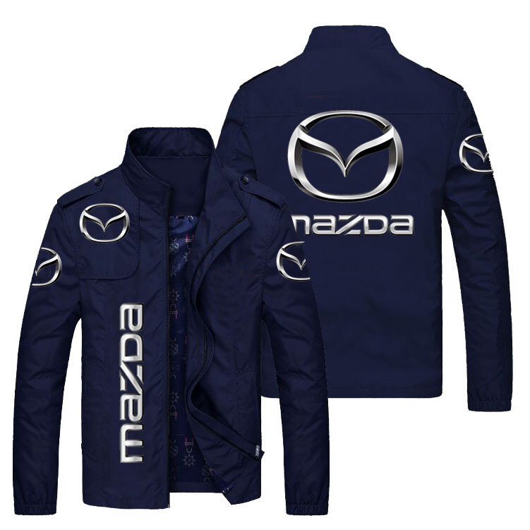 Spring and Autumn Casual Men's Mazda Car Logo Printed Jacket Fashion Street Men's Solid Color Sports Cardigan Jacket