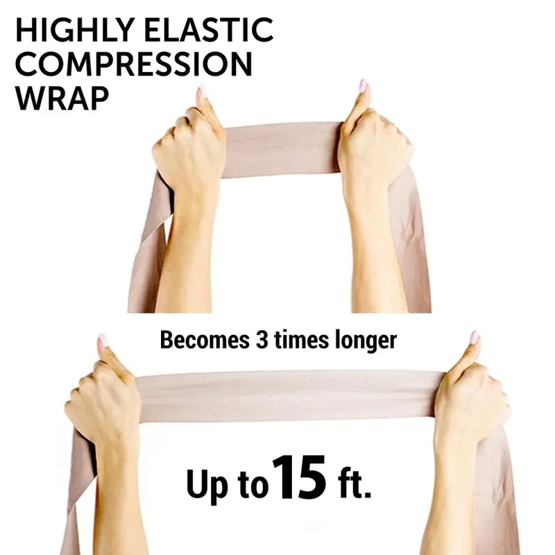 Bungkus perban elastis, 4 Pak gulungan perban kompresi Premium + 10 klip ekstra, 2 gulungan setiap ukuran (4 inci & 3 inci x 5 kaki)