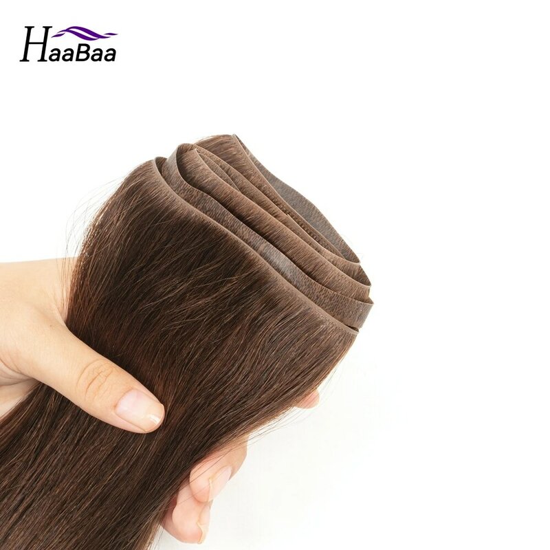 Extensiones de cabello humano de Cinta Larga de PU, marrón oscuro liso, piel Invisible de PU, 95-100g, sin pegamento de cinta, 12 ", 18", 20 ", 22"